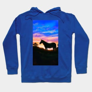 Mule Sunset Silhouette Horse Hoodie